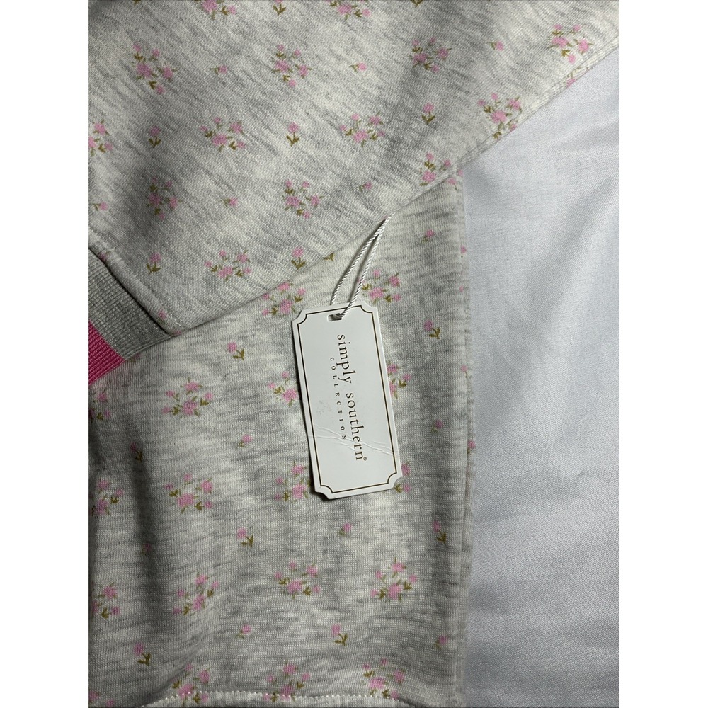 Simply Southern Floral Teddy Bear Love Graphic Sweatshirt Pink Gray Large CON90 - Picture 9 of 14